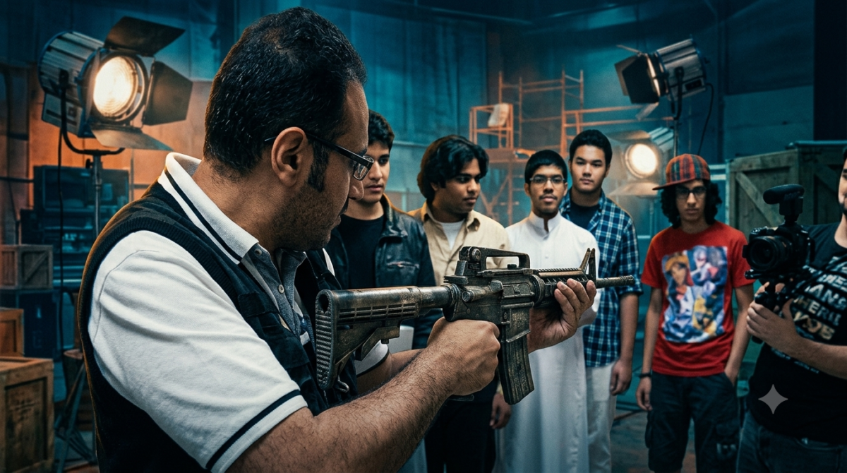 وائل طيب في تصوير تقرير أفلام الآكشن السعودية في MBC